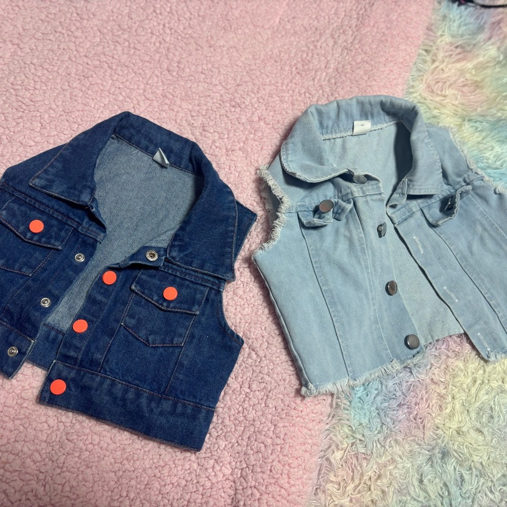 SHEIN Kids Denim Vest Duo - Dark Blue and Light Blue